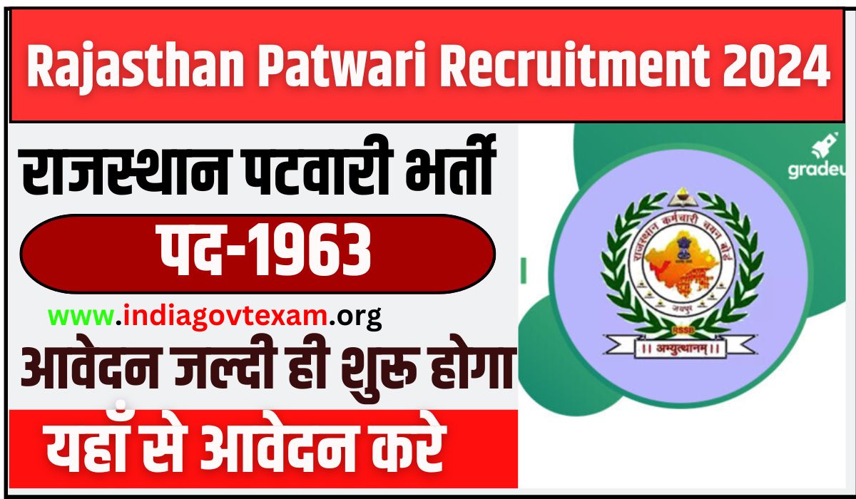 Rajasthan Patwari Recruitment 2024 Notification PDF Apply Online date